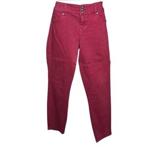 Torrid Womens Crop Denim Jeggings Size 12 Red Stretch Curvy Fit Metal Accent